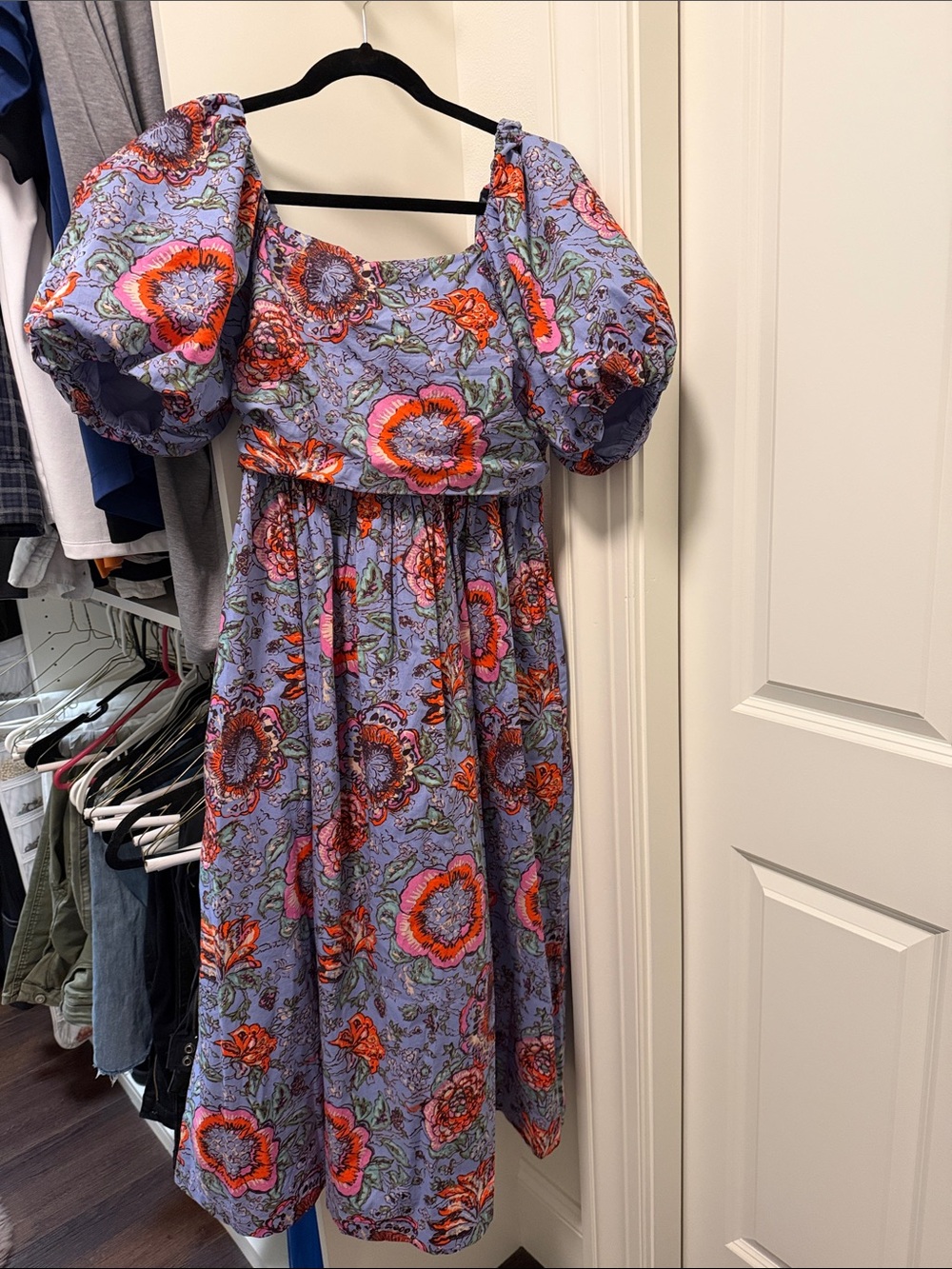 Cleobella Lavender Midi Dress with Orange Floral Motif